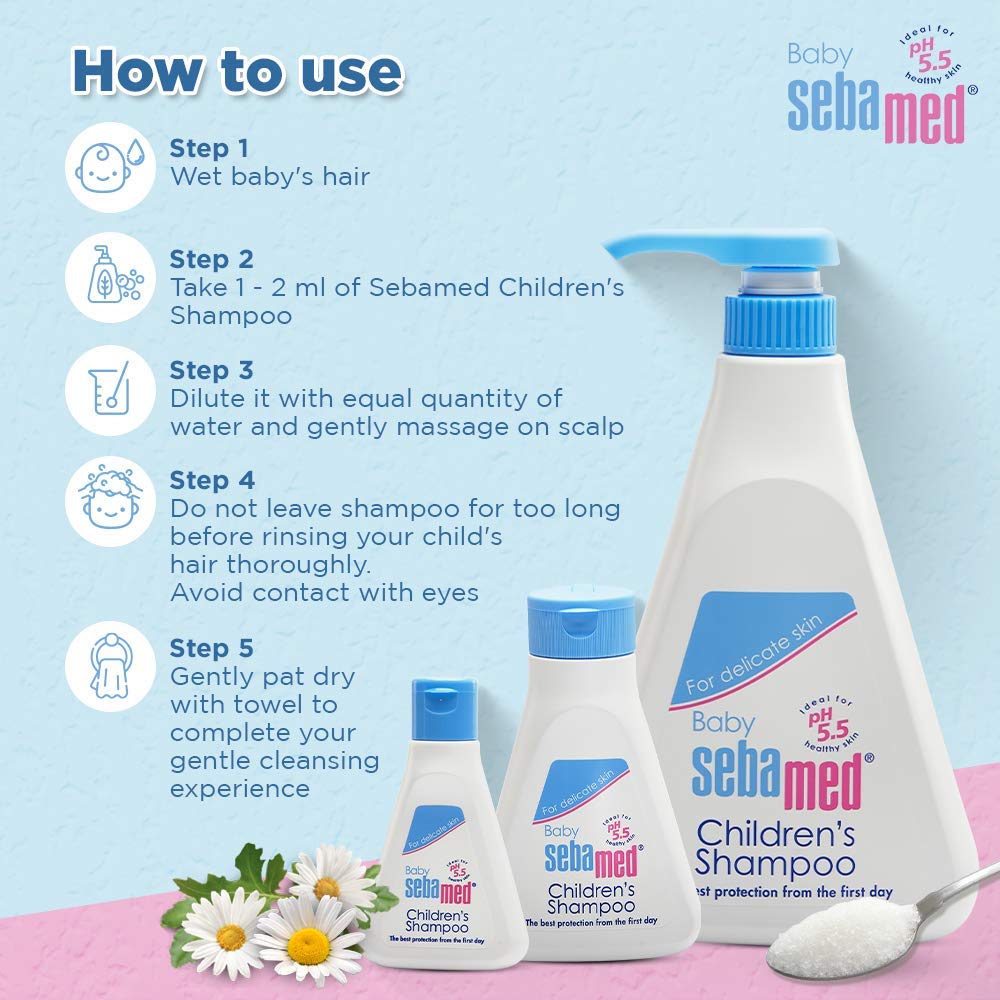 Sebamed Baby Shampoo, PH 5.5, Camomile, Natural Moisturisers, No Tears Formula, For Delicate Scalp (500ml)
