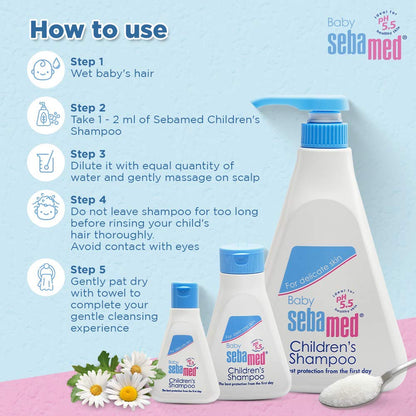 Sebamed Baby Shampoo, PH 5.5, Camomile, Natural Moisturisers, No Tears Formula, For Delicate Scalp (500ml)