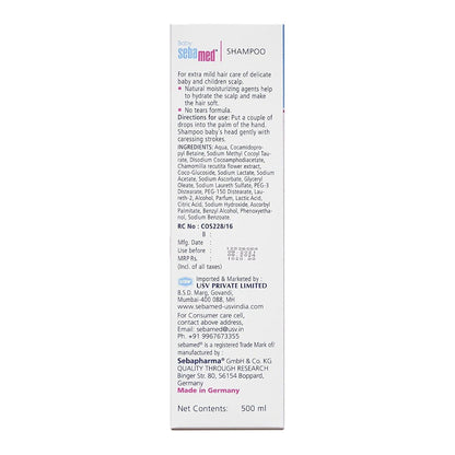 Sebamed Baby Shampoo, PH 5.5, Camomile, Natural Moisturisers, No Tears Formula, For Delicate Scalp (500ml)