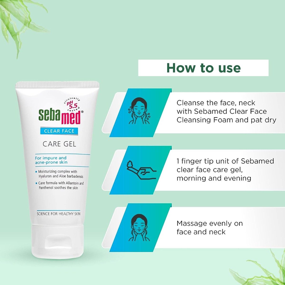 Sebamed Clear Face Care Gel, PH 5.5, Acne Prone Skin, Hyaluron & Aloe Vera, Water Based Moisturiser (50ml)