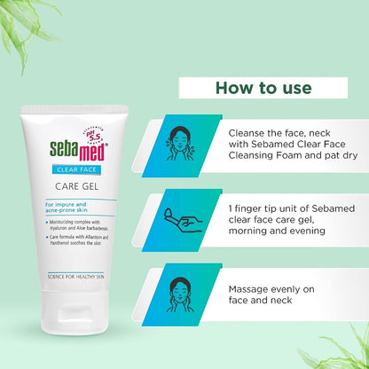 Sebamed Clear Face Care Gel, PH 5.5, Acne Prone Skin, Hyaluron & Aloe Vera, Water Based Moisturiser (50ml)