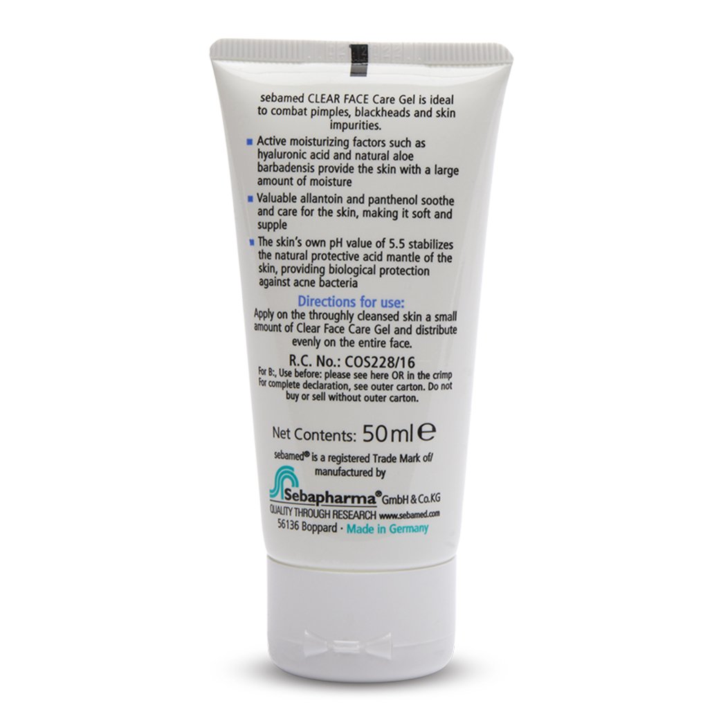 Sebamed Clear Face Care Gel, PH 5.5, Acne Prone Skin, Hyaluron & Aloe Vera, Water Based Moisturiser (50ml)