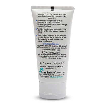 Sebamed Clear Face Care Gel, PH 5.5, Acne Prone Skin, Hyaluron & Aloe Vera, Water Based Moisturiser (50ml)