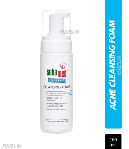 Sebamed Clear Face Foam, PH 5.5, Acne, Pimples & Blackheads, Montaline C40, Gentle Deep Cleanser (150ml)