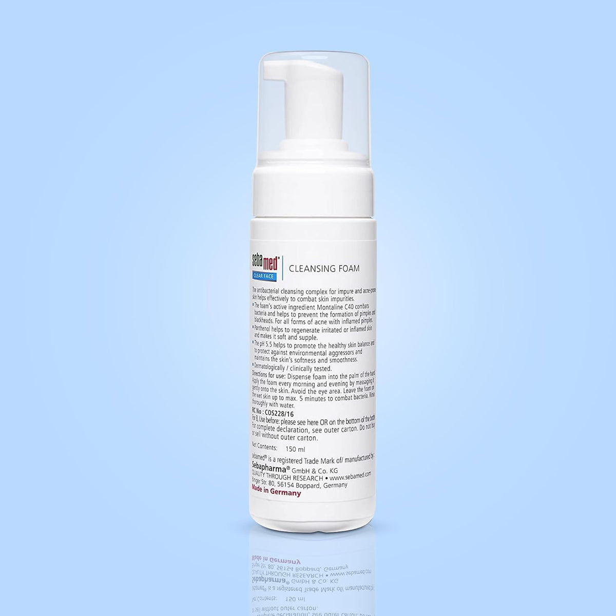 Sebamed Clear Face Foam, PH 5.5, Acne, Pimples & Blackheads, Montaline C40, Gentle Deep Cleanser (150ml)
