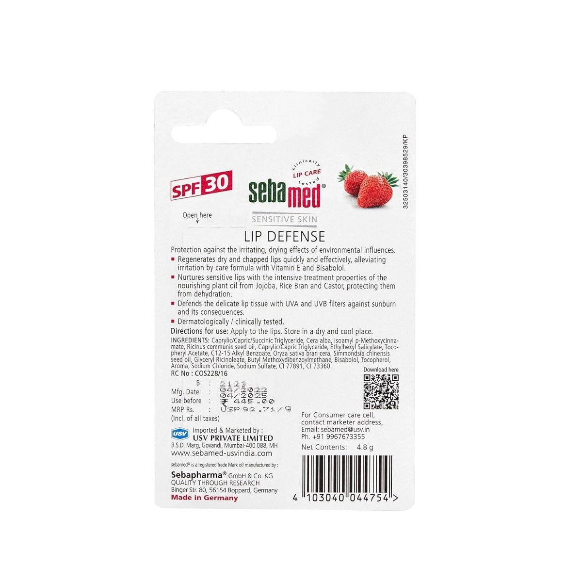Sebamed Lip Defense - Strawberry (4.8g)