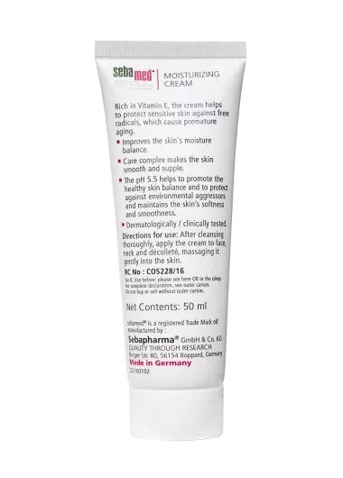 Sebamed Moisturizing Cream, PH 5.5, Normal To Dry Skin, With 2% Vitamin E, Prevents Premature Aging (50ml)