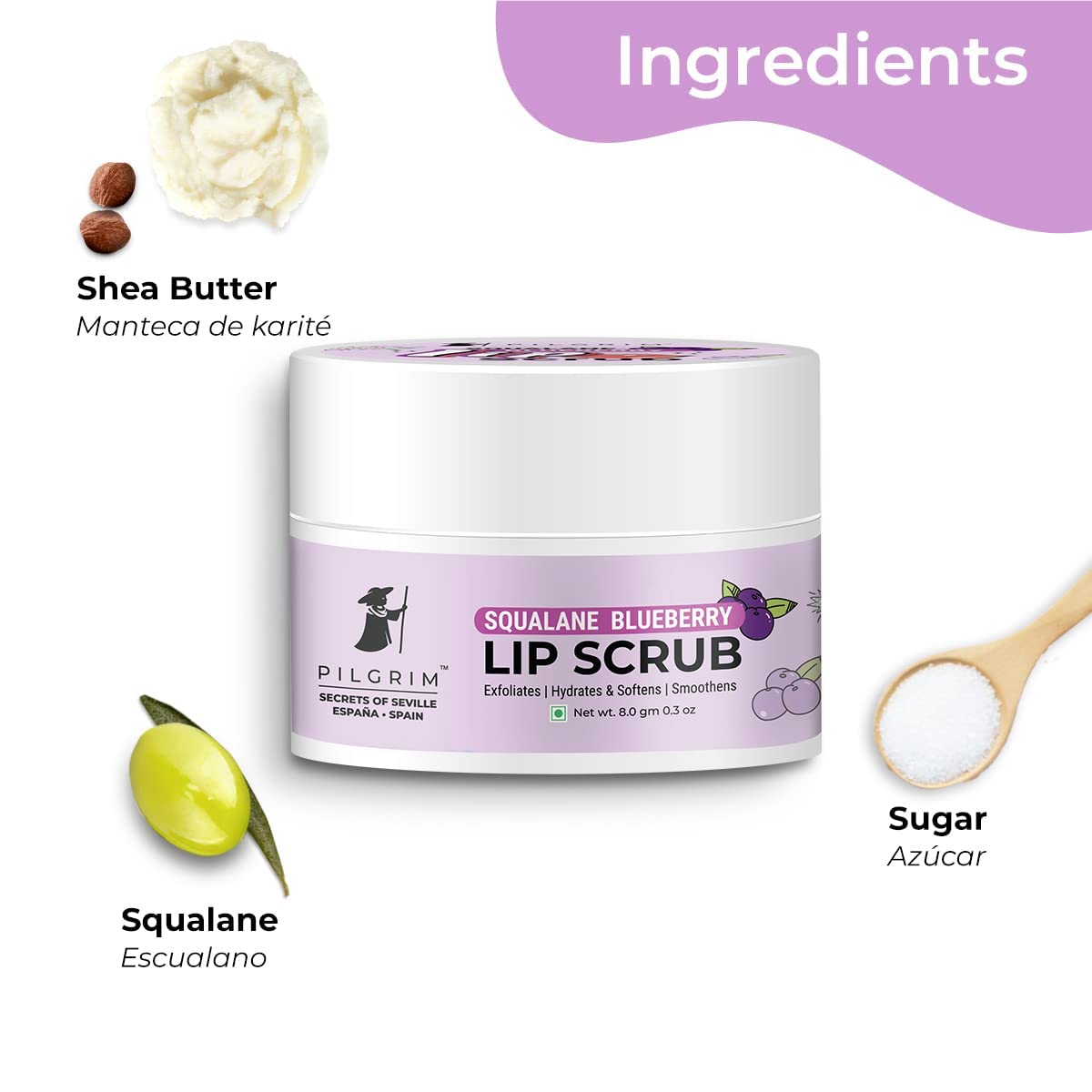 Pilgrim Squalane Blueberry Lip Scrub (8ml)