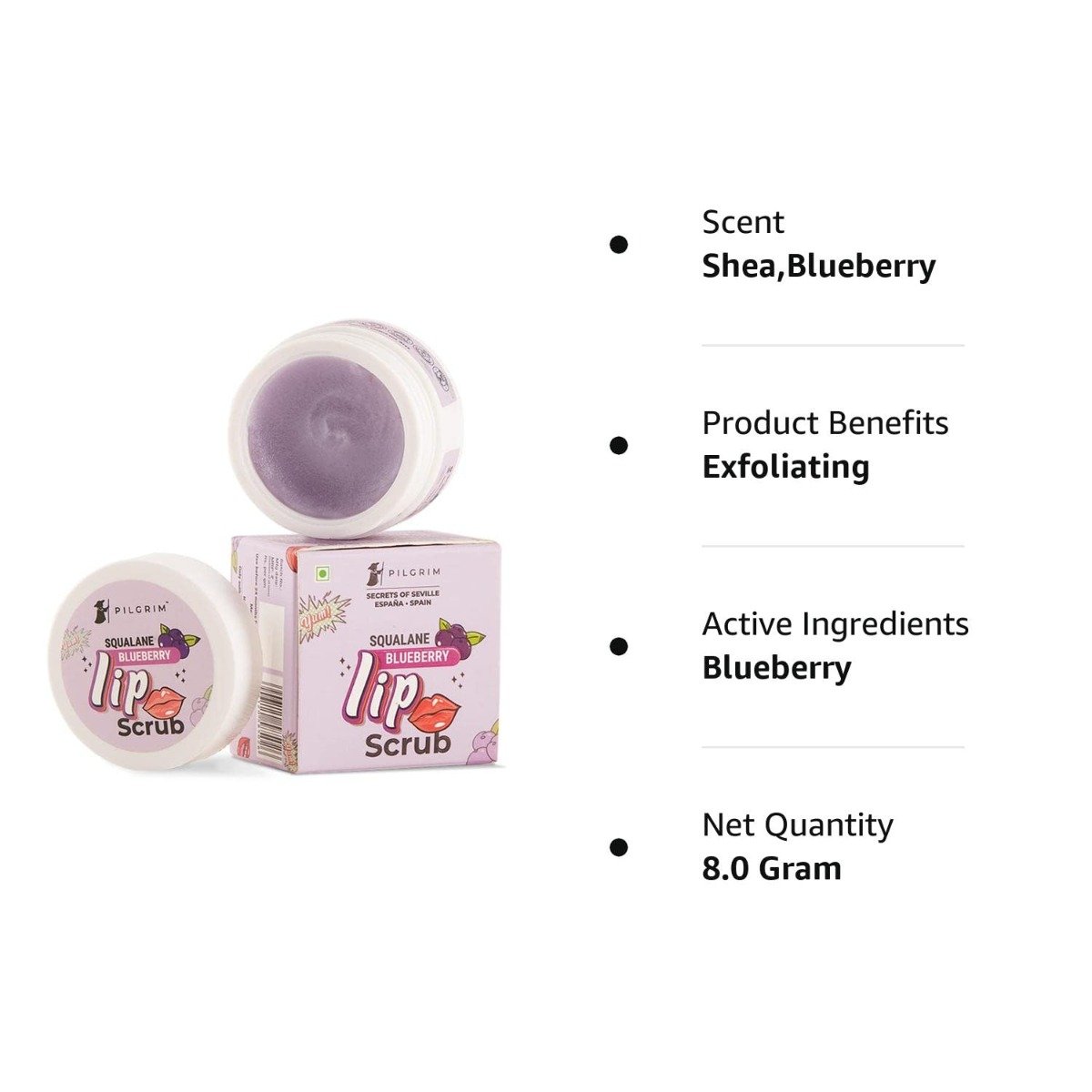 Pilgrim Squalane Blueberry Lip Scrub (8ml)