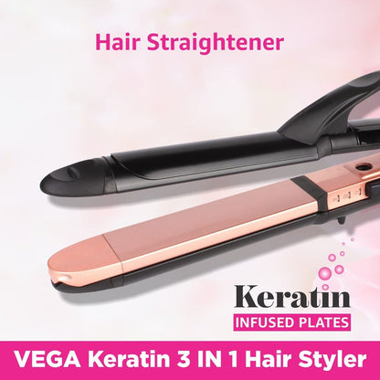 VEGA 3-in-1 Keratin Hair Styler (VHSCC-03) Rose Gold